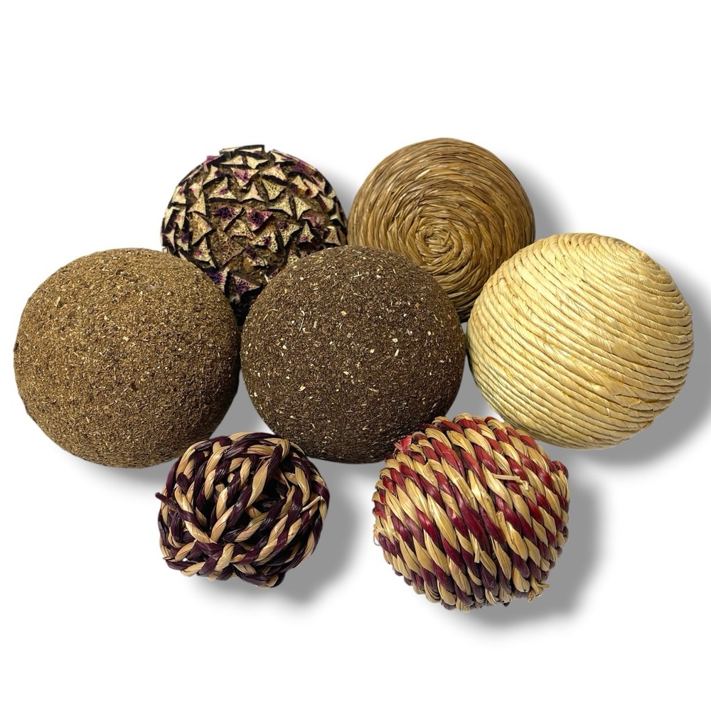 BOWL FILLER Decorative Rustic natural woven wicker cane rattan‎ balls set of 7